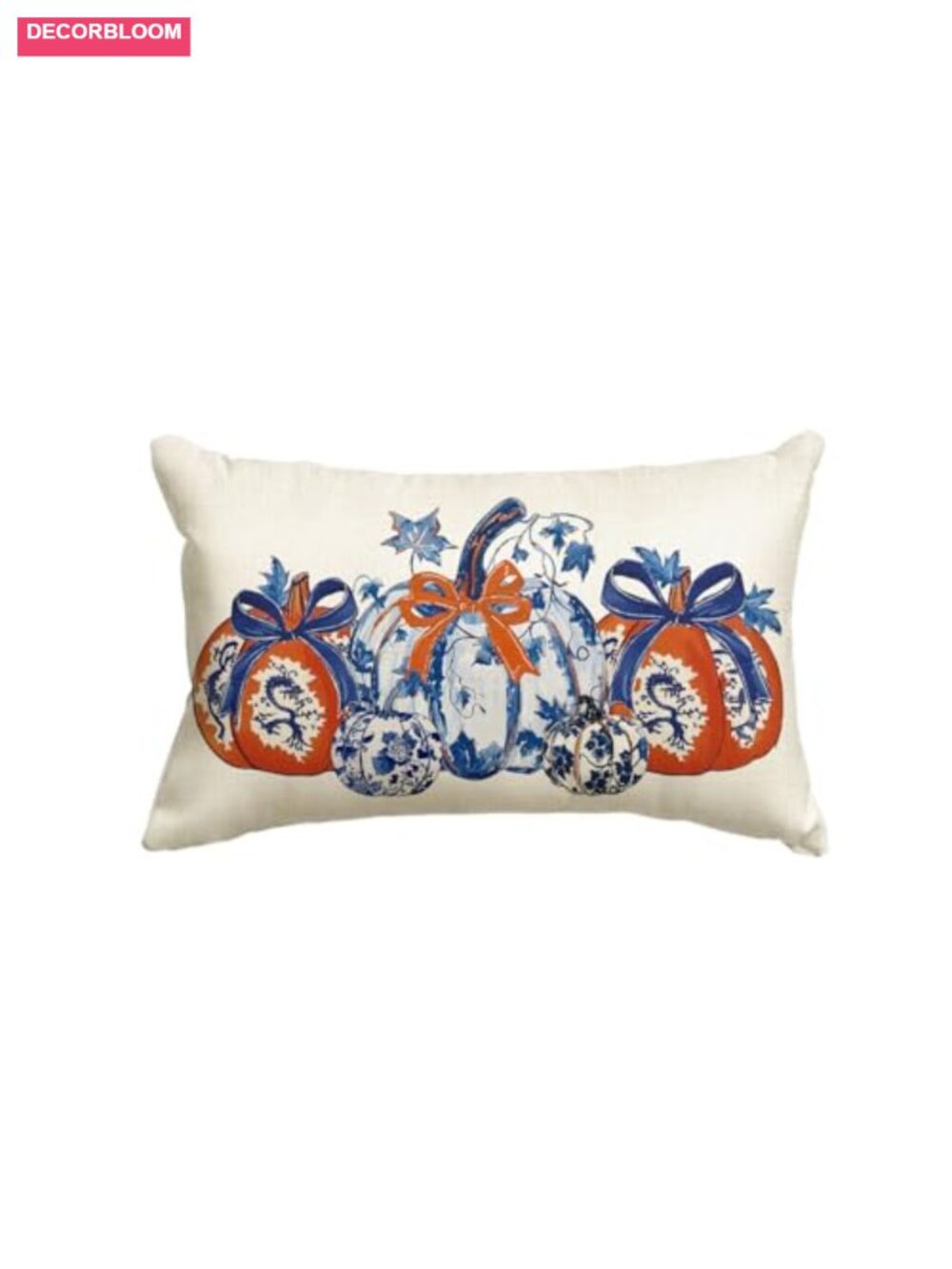 Printed Fall Pumpkin Throw Pillow Cover 12x20 Polyester with Zipper